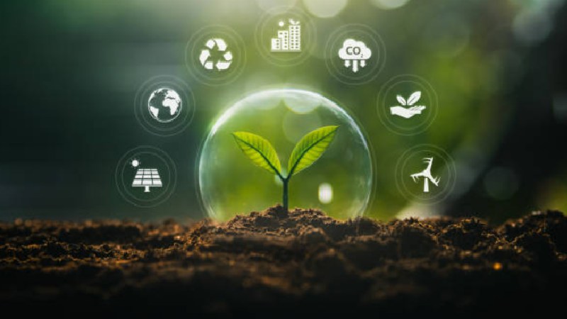 Blog-Ambiental • Muda crescendo sob proteção com ícones de sustentabilidade