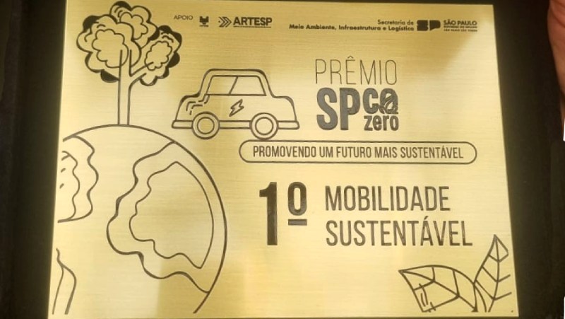 Blog Ambiental • Placa dourada do Prêmio SP Carbono Zero – 1º lugar em Mobilidade Sustentável